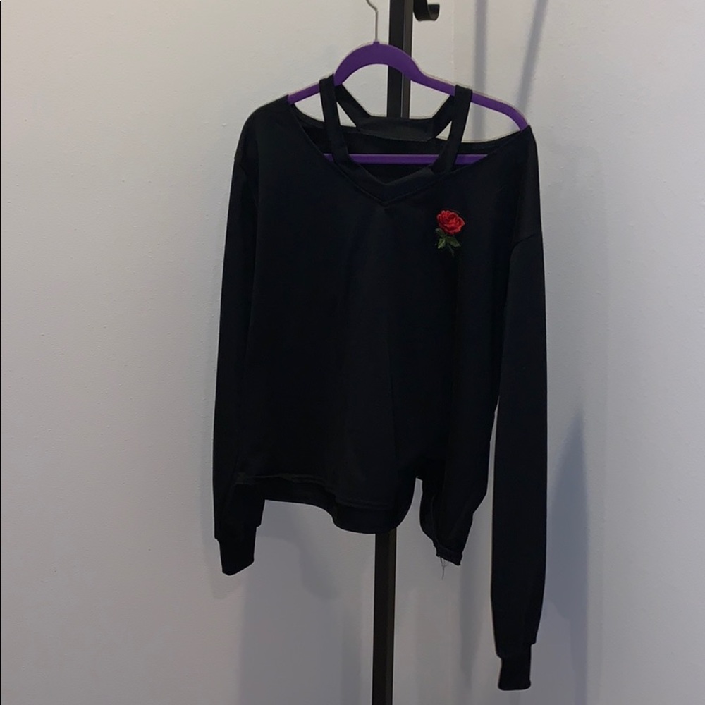 Black open shoulder top